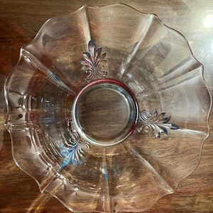 Vintage Fostoria Baroque Blue 11” Glass Fluted Edge Serving Bowl